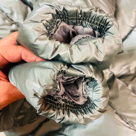 Zara Green Clover Metallic Waterproof Puffer Jacket Size 9 134 Cm Zip Coat - Picture 7 of 7